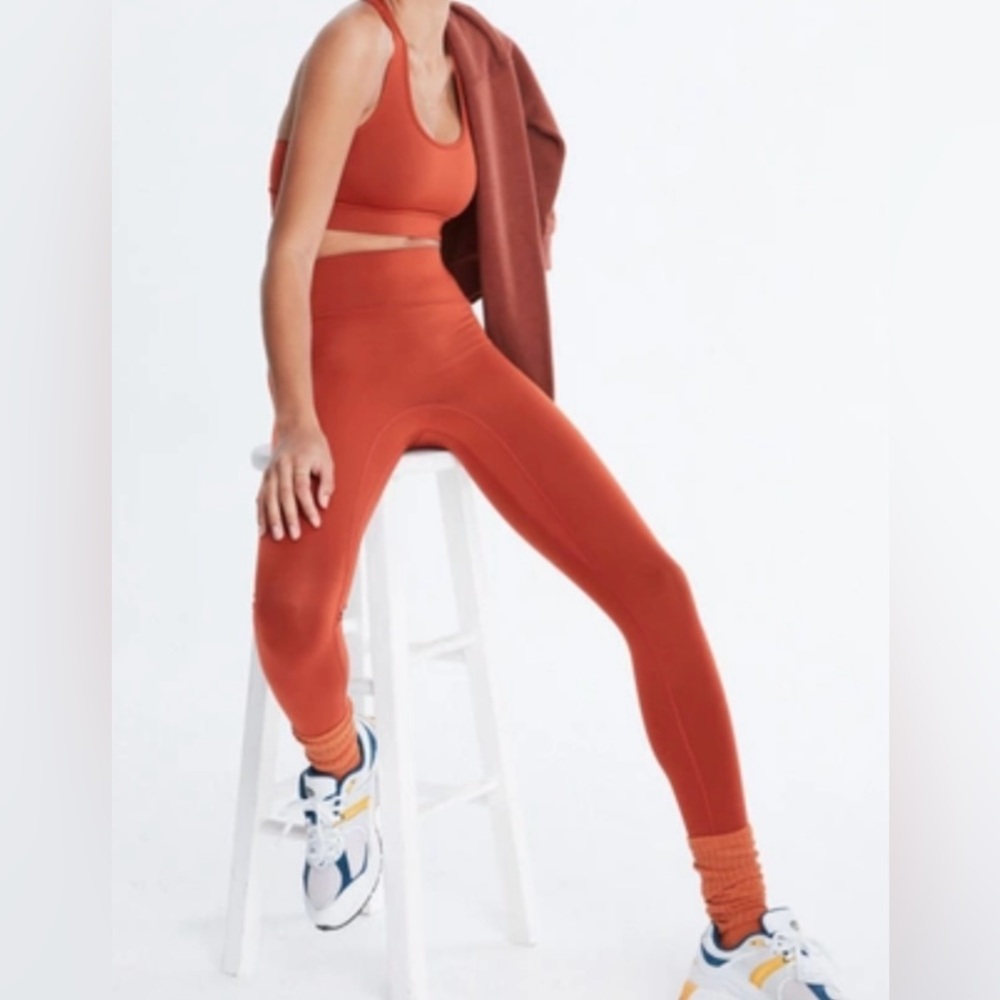 All Access Center Stage Orange Yoga Leggings M Bandier NWOT $98